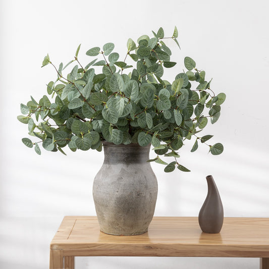 Removable Two-Section Eucalyptus Branch - INS Style Realistic Home Decor & Wedding Faux Flowers MW61216 - Perfect for Elegant Arrangements and Seasonal Decor