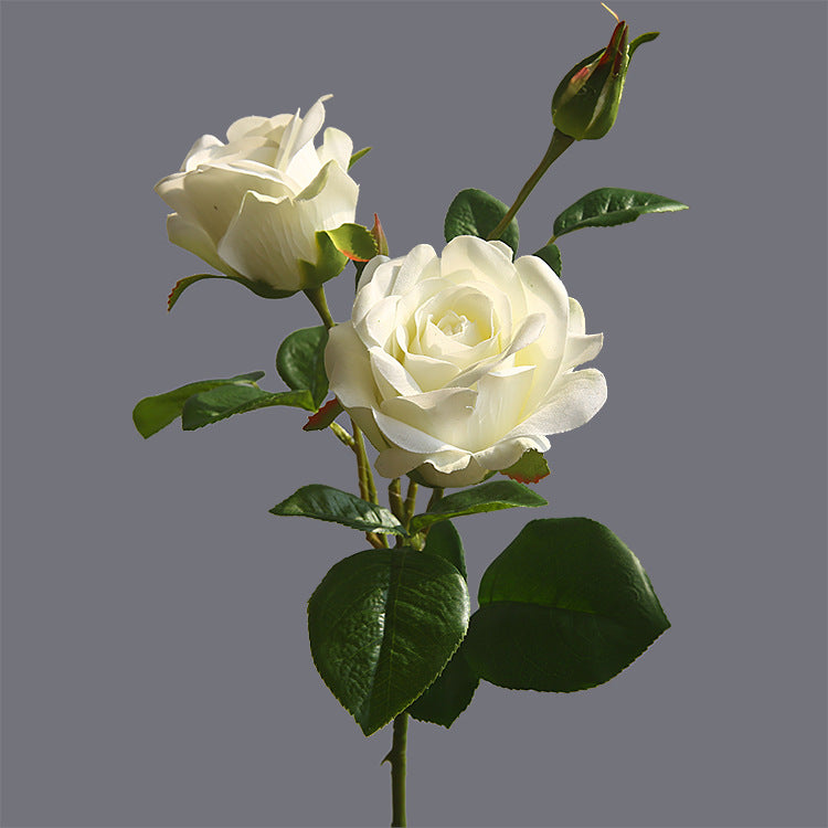 Three-Headed Touch-Realistic Artificial Rose Flowers for First-Class Home and Hotel Decor - Perfect for Airbnb, Event Styling, and Photography Props