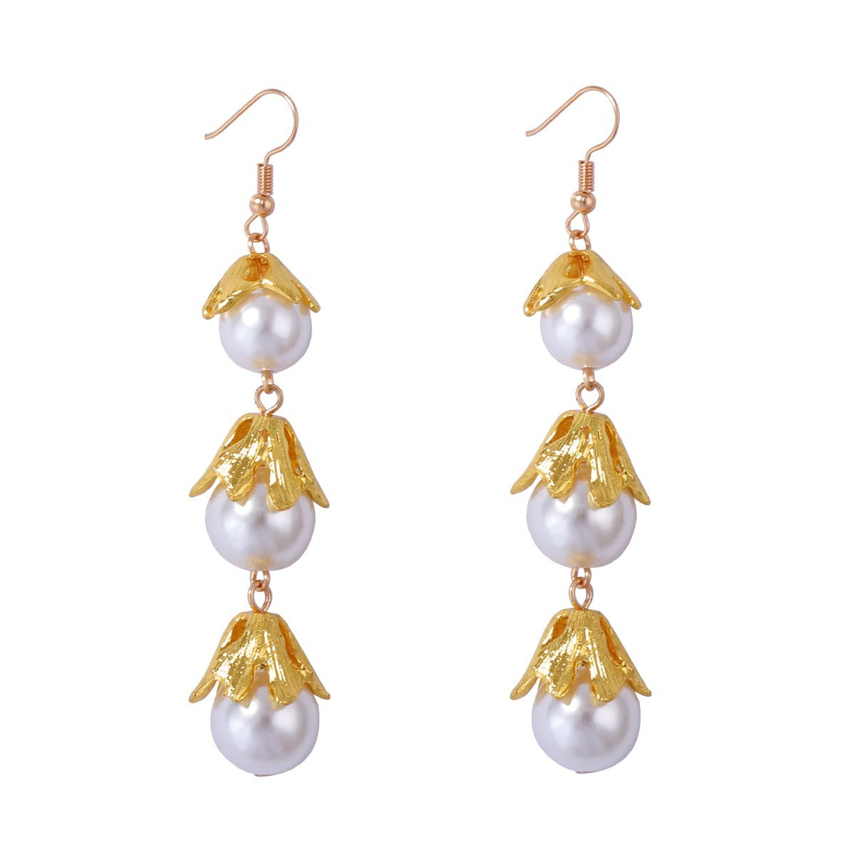 Elegant Baroque Vintage-Inspired Faux Pearl Flower Tassel Drop Earrings for Women – Luxurious and Chic Accessory to Elevate Any Outfit