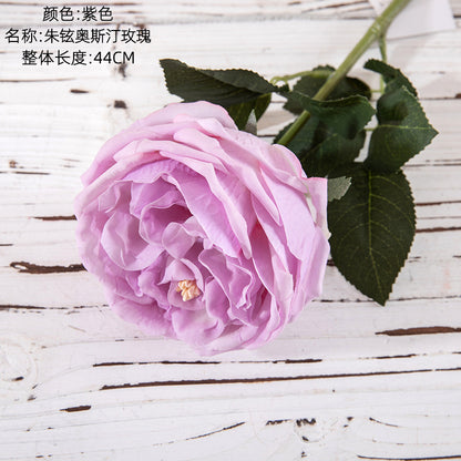 Austin Realistic Touch Moisturizing Faux Rose Flower - Lifelike Green Plant for Wedding Decorations, Events, and Home Décor - Model MW59902