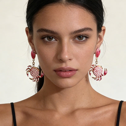 Charming Summer Beach-Inspired Colorful Crab Alloy Earrings – Fun, Trendy, and Perfect for Every Casual Look!