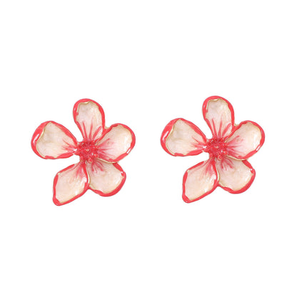 Elegant Enamel Flower Stud Earrings with Unique Design | Minimalist Chic Accessory for Distinctive Style