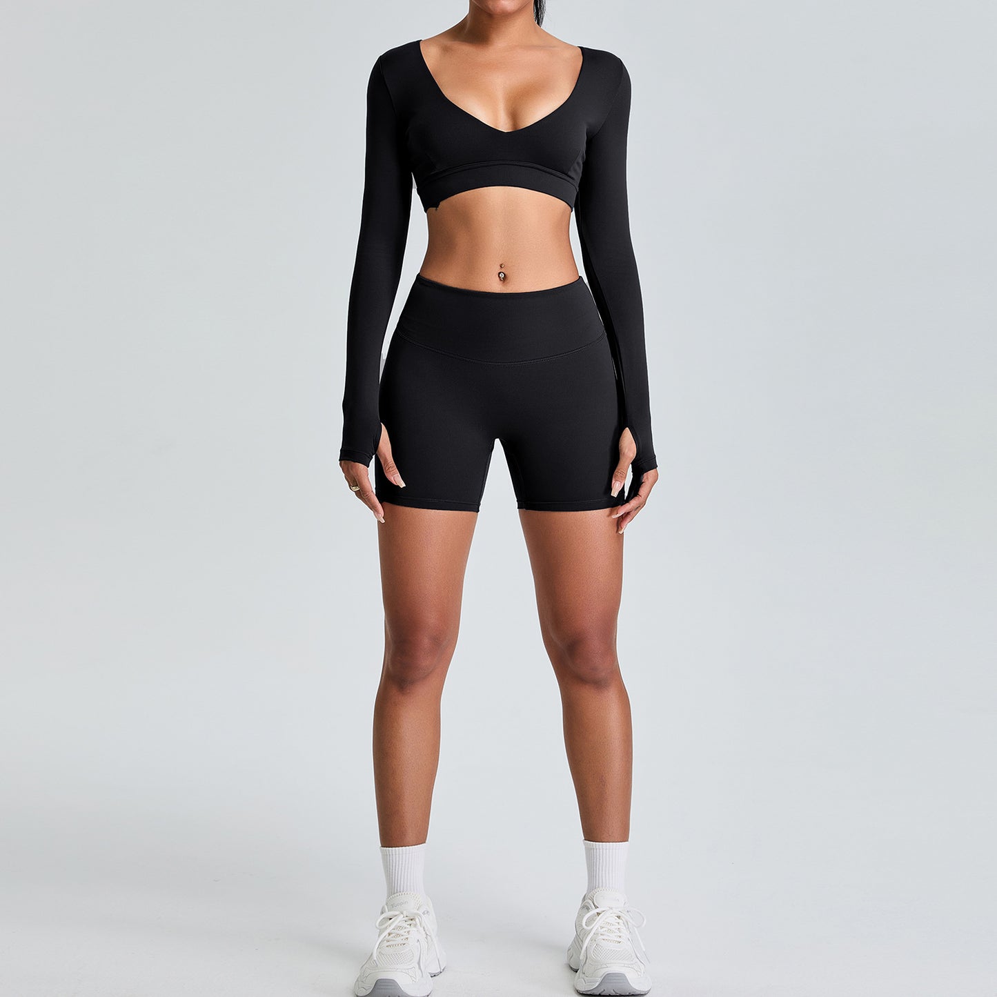 Elevate Your Workout with Our Luxurious V Neck Long Sleeve Yoga Set for Women Peach Lift Activewear for Comfort and Style