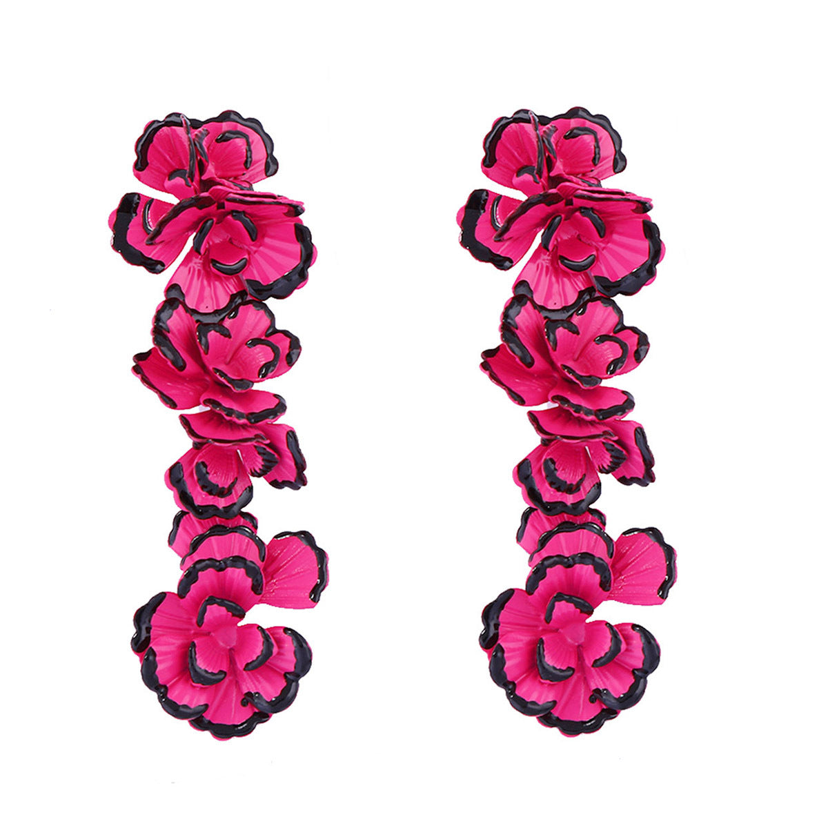 Chic Bohemian Elegance: Two-Toned Metal Floral Pendant Earrings for Everyday Luxury - Versatile and Stylish Jewelry for Women