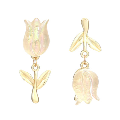 Trendy Korean-Inspired Boutique Floral Alloy Resin Stud Earrings for Women - Versatile, Chic and Perfect for Every Occasion