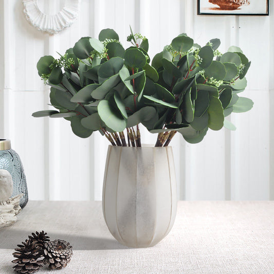 Realistic Faux Eucalyptus Greenery for Scandinavian Home Decor – Soft Touch 3D Printed Handcrafted Botanical Bouquet