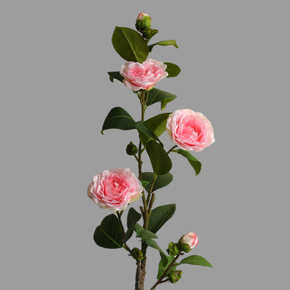 Elegant Multi-Head Faux Camellia Flower for Home Decor - Perfect for Living Room and Dining Table Centerpieces, Ideal for French Romantic Photography Props