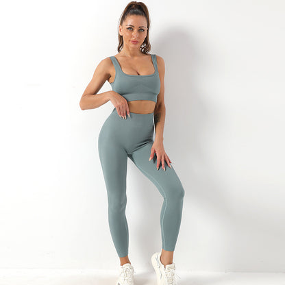 Quick Dry Yoga Set with Shockproof Sports Bra Yoga Tank and Long Leggings Comfort for Active Workout Enthusiasts