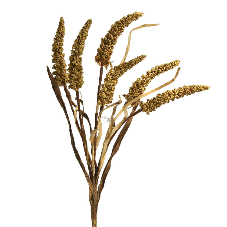 Realistic Fake Flowers for Home Decor - Perfect for Airbnb Photography Props, Living Room and Dining Room Accents - 6-Stem Sorghum Millet Arrangement