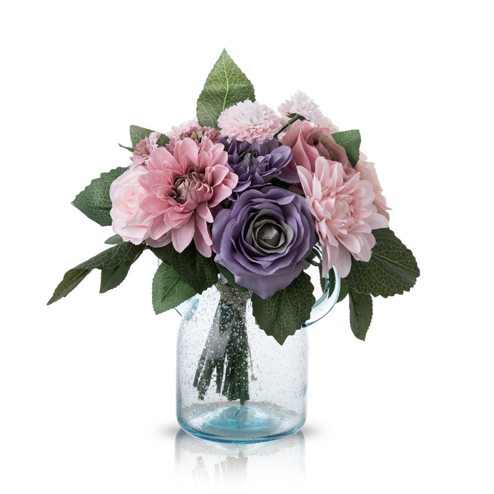 Stunning Faux Rose Dahlia Bouquet - Realistic Artificial Flowers for Home Decor and Wedding Decorations - GF15538