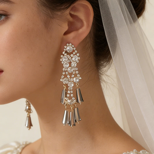 Elegant Crystal Tassel Earrings with Chic Design - Perfect for Engagement Gifts, Versatile Women's Jewelry, and Everyday Wear