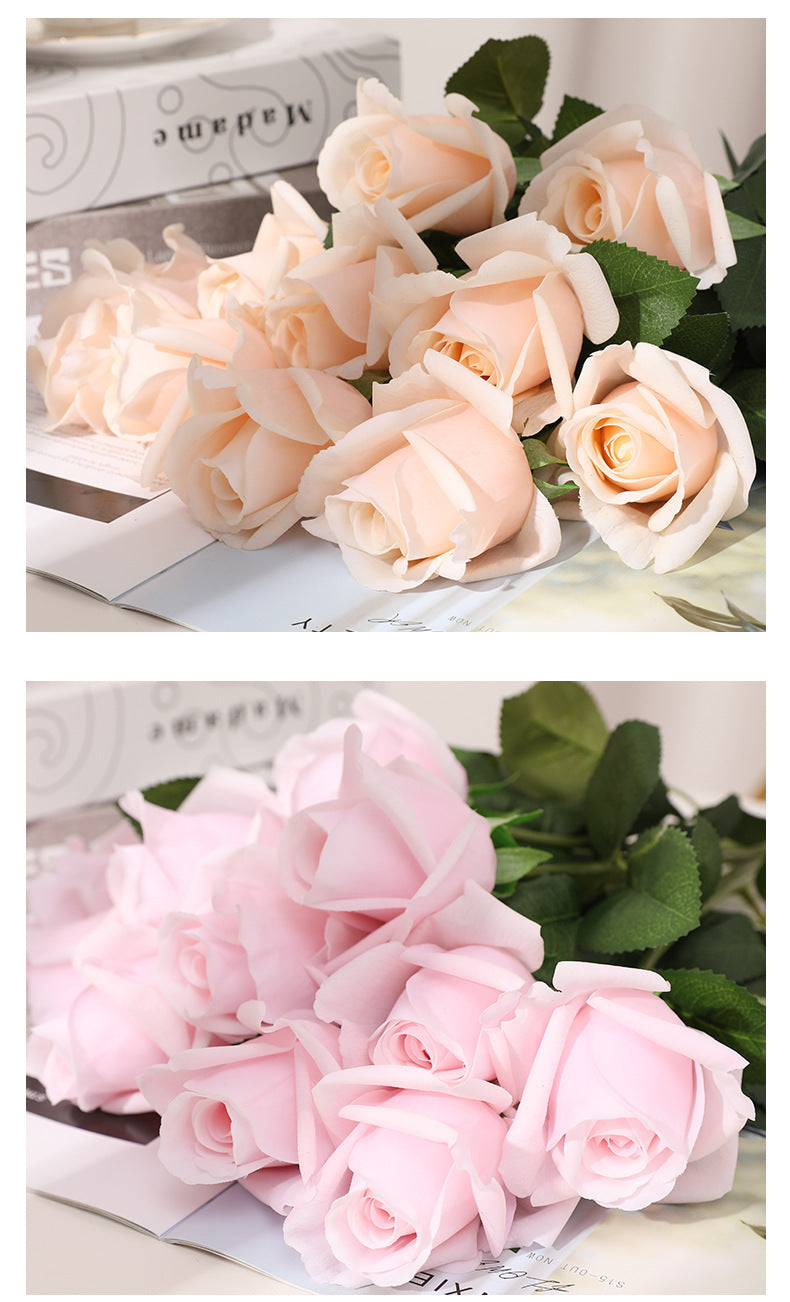 Realistic Touch Moisturizing Single Stem Faux Rose - Perfect for Home Decor, Weddings, and Bridesmaid Bouquets - Stunning Artificial Flower Arrangement