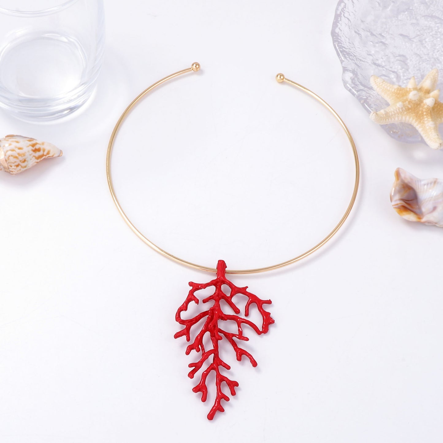 Stunning Minimalist Red Branch Oil Drip Pendant Necklace - Perfect Beachy Coral Jewelry for Women’s Casual Wear