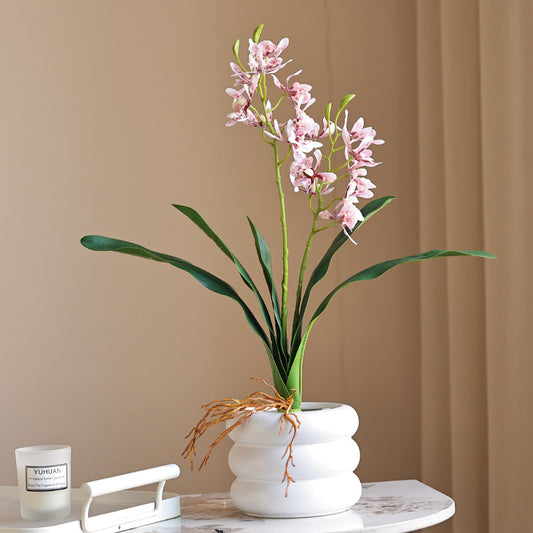 Realistic 2-Branch Multicolor Phalaenopsis Orchid with Leaf – Perfect for Home Decor, Wedding Celebrations, and Retail Displays