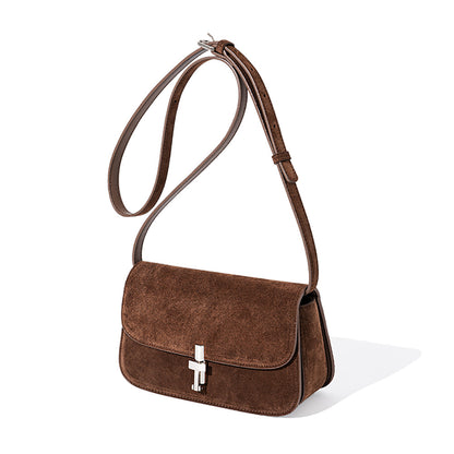 Luxury Suede Shoulder Bag for Fall and Winter Unique Design Crossbody Bag High Quality Real Leather Women's Handbag