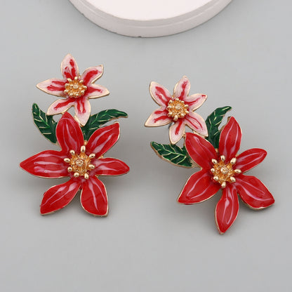Stunning  Creative Flower Drop Oil Alloy Earrings - Versatile Floral Design for Every Occasion