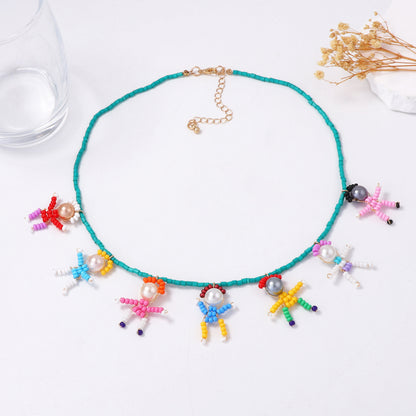 Unique Handmade DIY Cartoon Pearl-Like Character Pendant Necklace for Women - Stylish, Playful, and Perfect for Everyday Wear