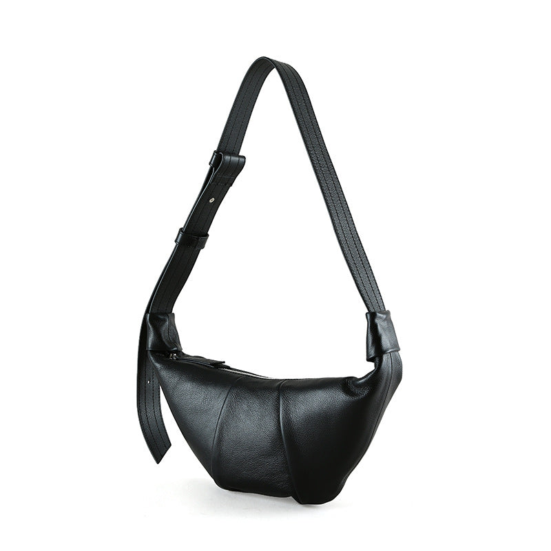 Luxurious Genuine Leather Vintage Inspired Dumpling Bag for Women Versatile and Spacious Horn Shaped Shoulder and Crossbody Tote