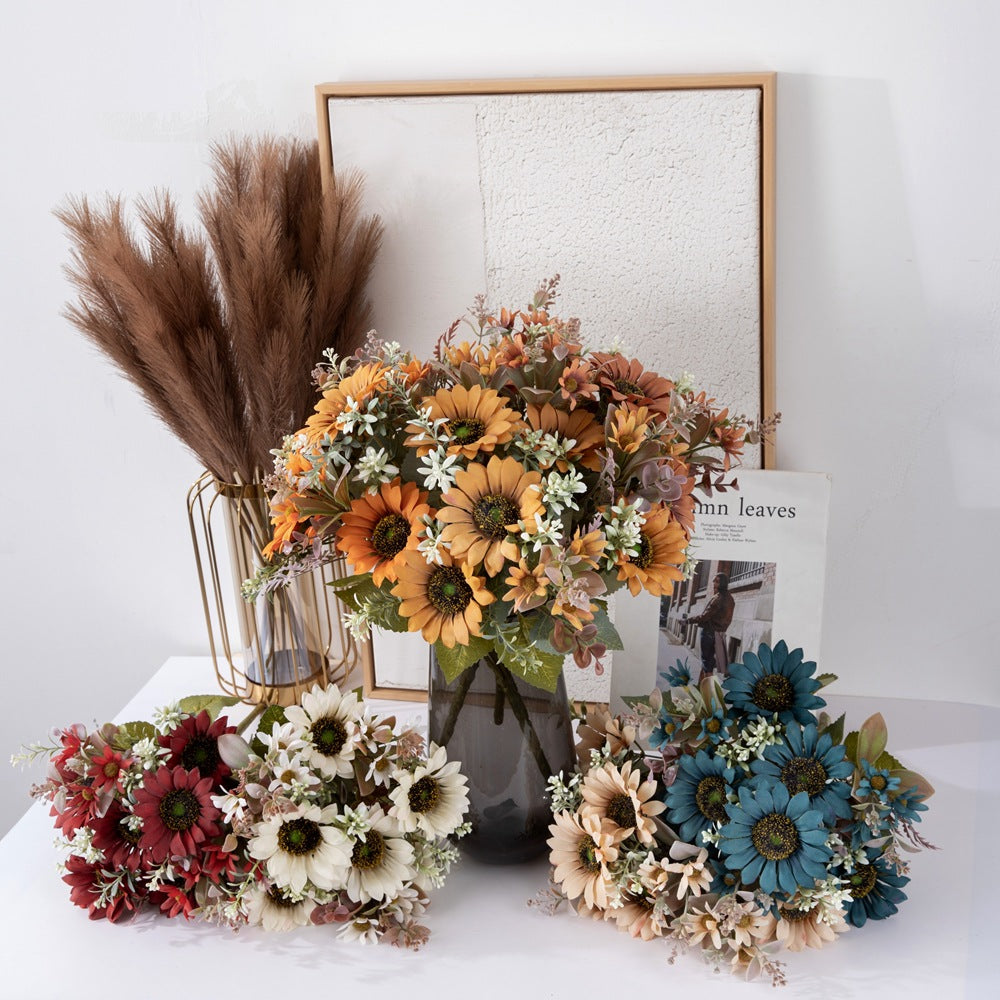 Vibrant Sunflower Bouquet with Faux Greenery - Perfect for Weddings and Fall Décor - CL06001