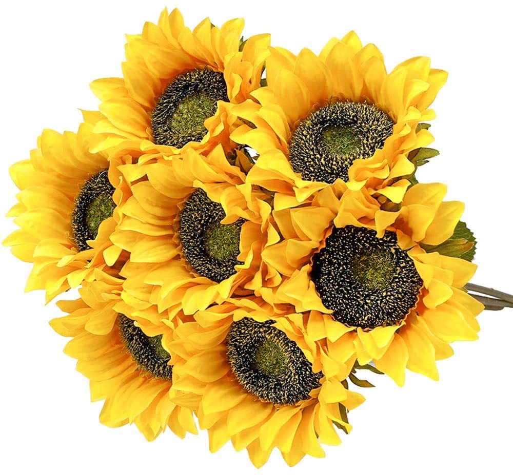 Lifelike Sunflower Silk Flower Bouquet for Stunning Home Decor and Photography Props - Perfect for Living Room Arrangements and Handheld Displays