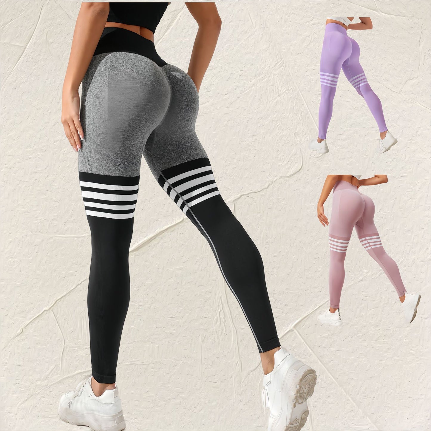 Women's Striped Peach Yoga Pants High Waisted Butt Lifting Fit for Dance and Exercise Quick Drying Fitness Leggings for and Performance