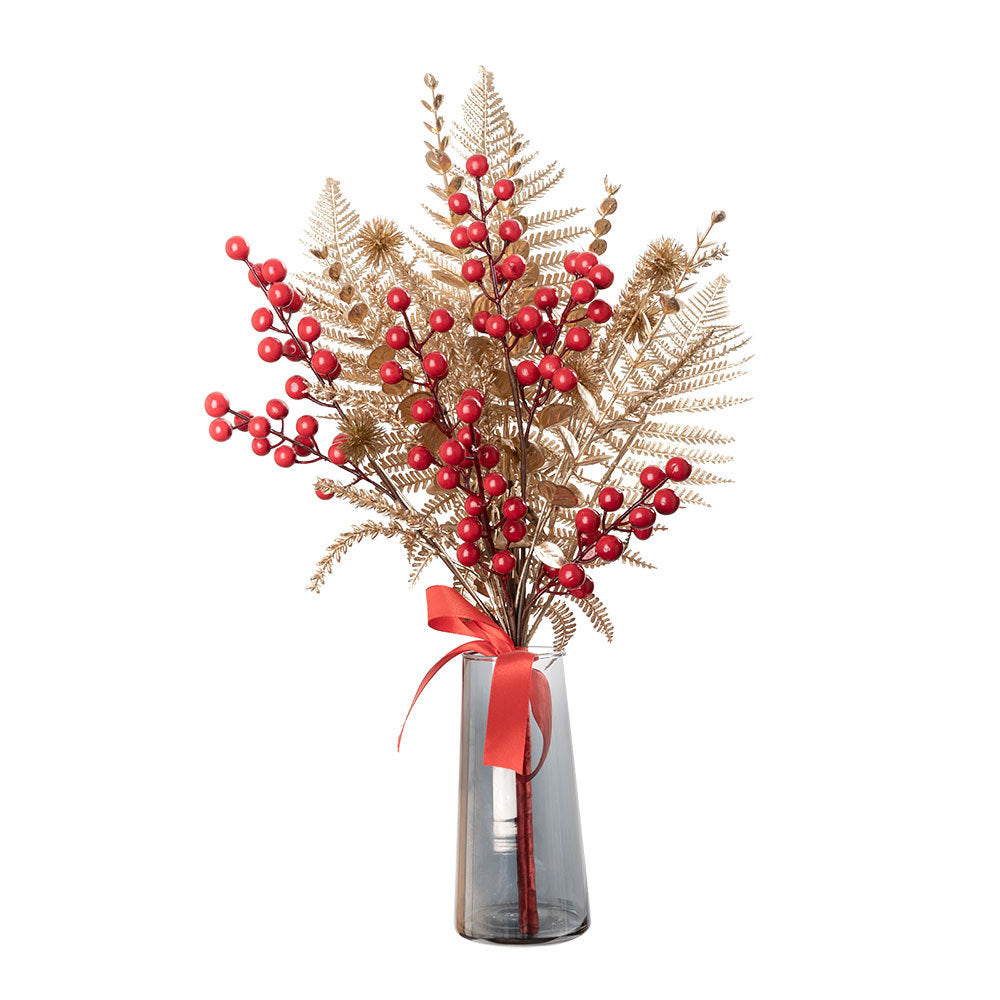 Artificial Floral Arrangement for Weddings - Festive Red Berries & Lucky Fruits - Perfect for New Year Home Décor - INS-Style Faux Flowers CF01112