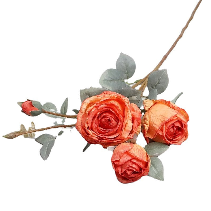 Lifelike Single Stem Edged Friendship Rose - Elegant Faux Flower for Weddings, Event Displays, and Home Décor