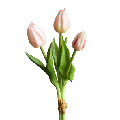 Lifelike Three-Headed Touch-Feel Tulip Indoor Home Décor - Moisture-Resistant Fake Flower Arrangement for Modern Minimalist Settings