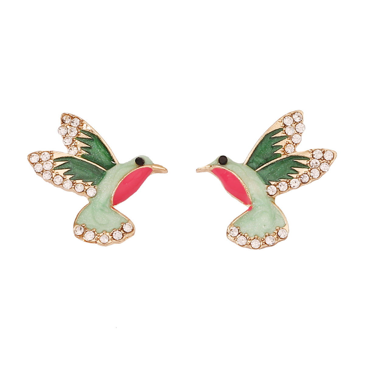 Elegant Vintage Style Enamel Bird Drop Earrings for Women - Unique Alloy Design with Sparkling Rhinestones