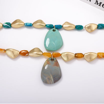 Stylish Irregular Geometric Gradient Pendant Necklace – Versatile Minimalist Design for Fashion-Forward Women
