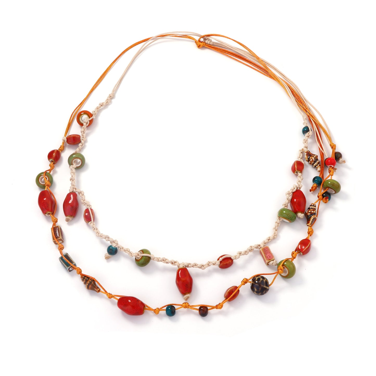 Bohemian Style Multi-Layered Geometric Ceramic Pendant Necklace for Women - Unique and Chic Fashion Jewelry to Elevate Your Look