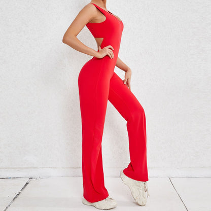 Chic High Waisted Yoga Jumpsuit with Beautiful Cut Out Back Design for Peachy Enhancement and Performance During Workouts