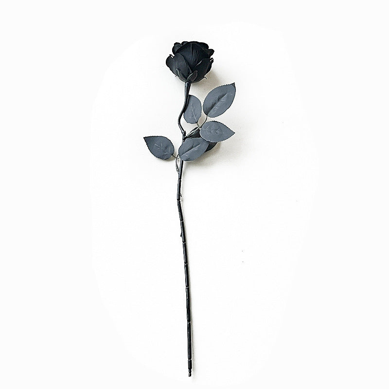 Stunning Black Rose Faux Flowers for Halloween - Gothic Dark Rose Décor, Perfect for Themed Events & Photography Props