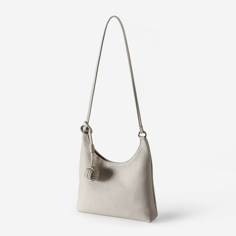 Chic Korean Style Genuine Leather Underarm Handbag Luxury Fashion Tote for Commuting Versatile Minimalist Shoulder Bag for Everyday Use