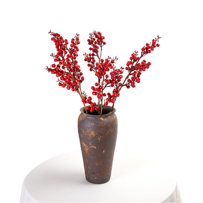 Vibrant 5-Pronged Faux Holly Berry Floral Arrangement - Perfect for Home Decor and Wedding Celebrations - MW61211