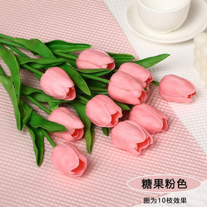 Realistic PU Tulip Artificial Flower Bouquet - Perfect Photo Prop and Elegant Home Décor for Living Room Floral Arrangements