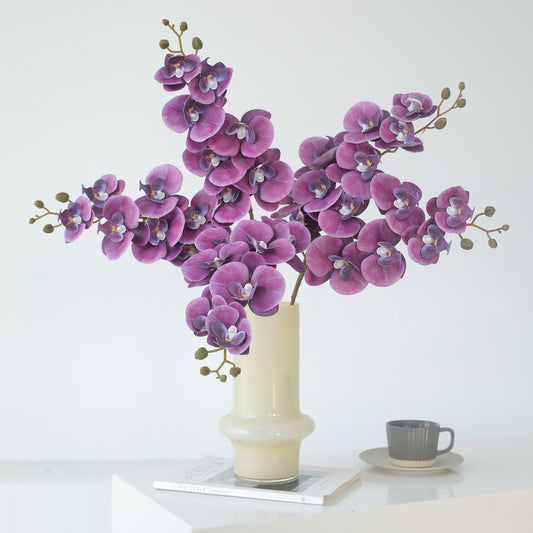 Luxury Feel Faux Orchid Blooms - Elegant Decorative Floral Arrangement for Living Room, Coffee Table & TV Cabinet - Realistic Touch and Stunning Visual Appeal