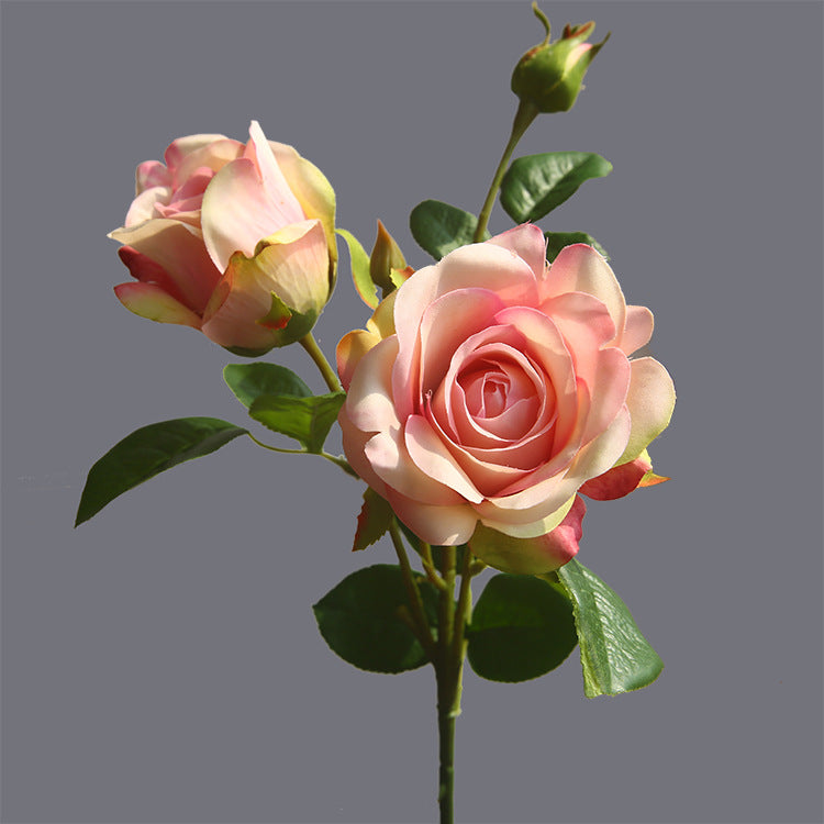 Three-Headed Touch-Realistic Artificial Rose Flowers for First-Class Home and Hotel Decor - Perfect for Airbnb, Event Styling, and Photography Props