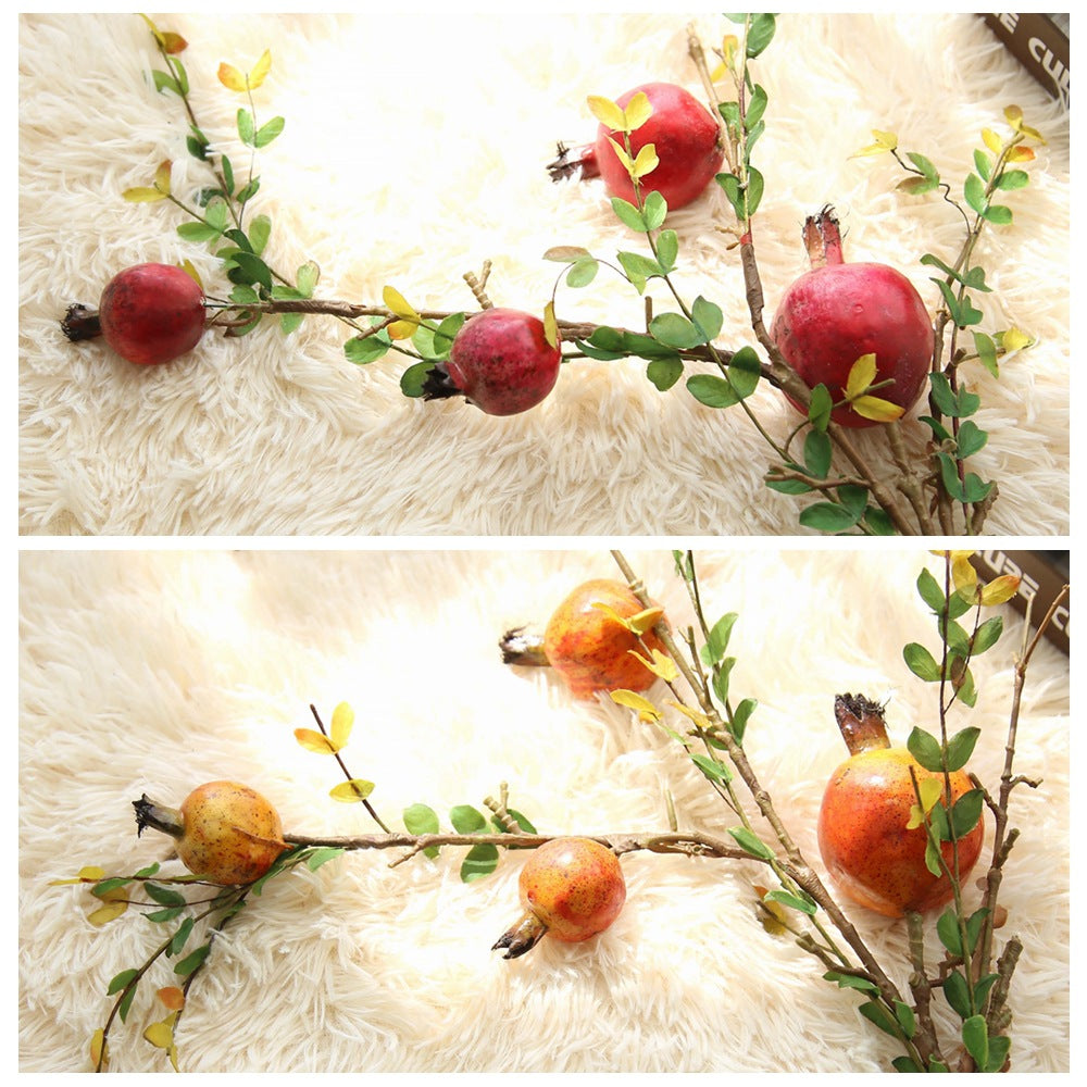 Realistic Pomegranate Fruit and Berry Branch Faux Flowers for Home Décor - Lifelike GFT243Y Artificial Decorations