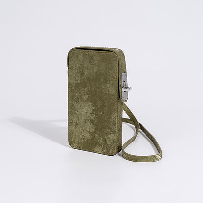 Vintage Inspired Satin Leather Phone Crossbody Bag Mini Shoulder Purse with Secure Closure for Everyday Use