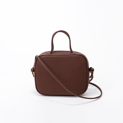 Tofu Bag Japanese Inspired Casual Minimalist Handbag Made from Grain Leather Versatile Shoulder Crossbody Bag for Everyday Use