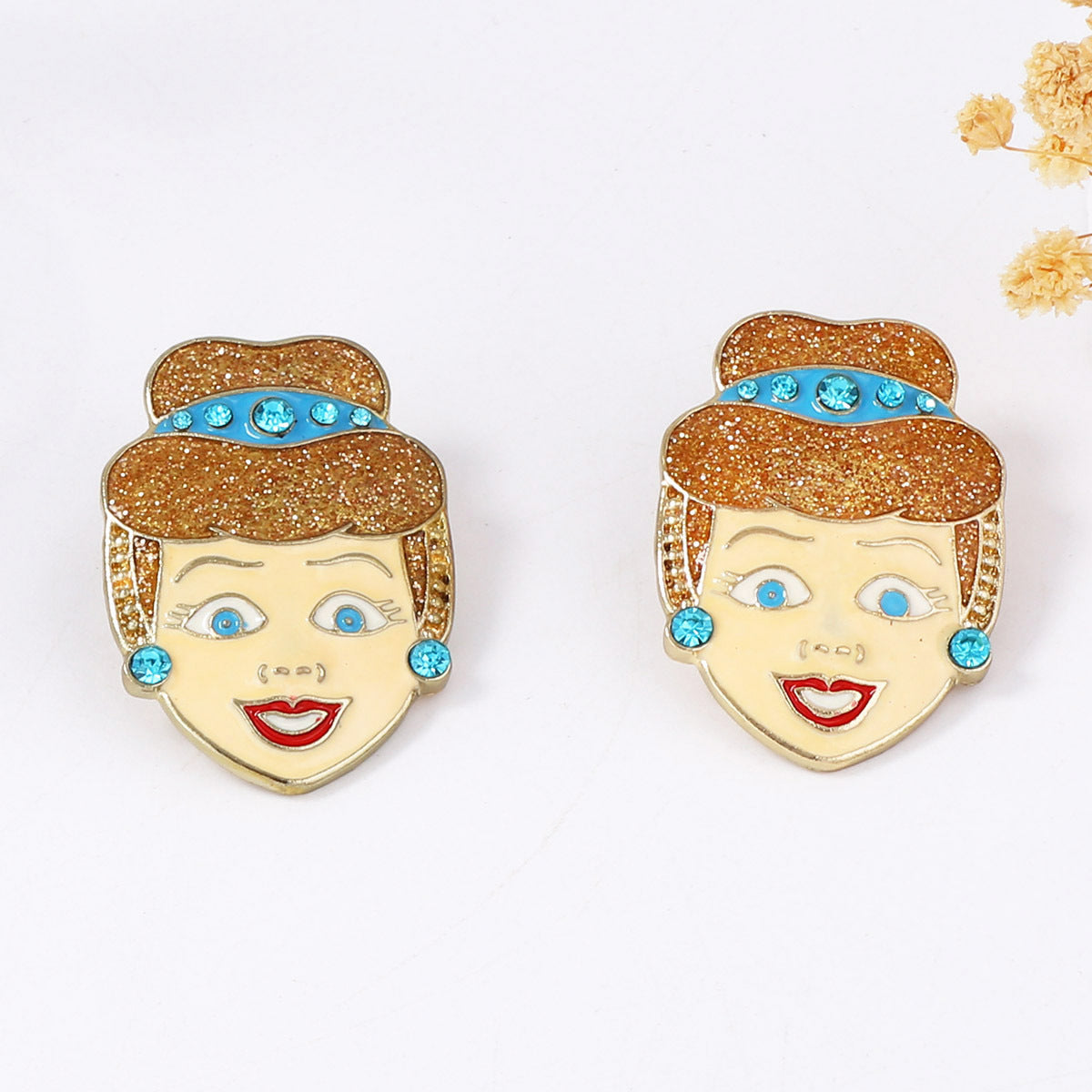 Charming and Unique Alloy Oil-Drop Princess Cartoon Earrings for Women – Delightful Whimsical Design Perfect for a Playful Style