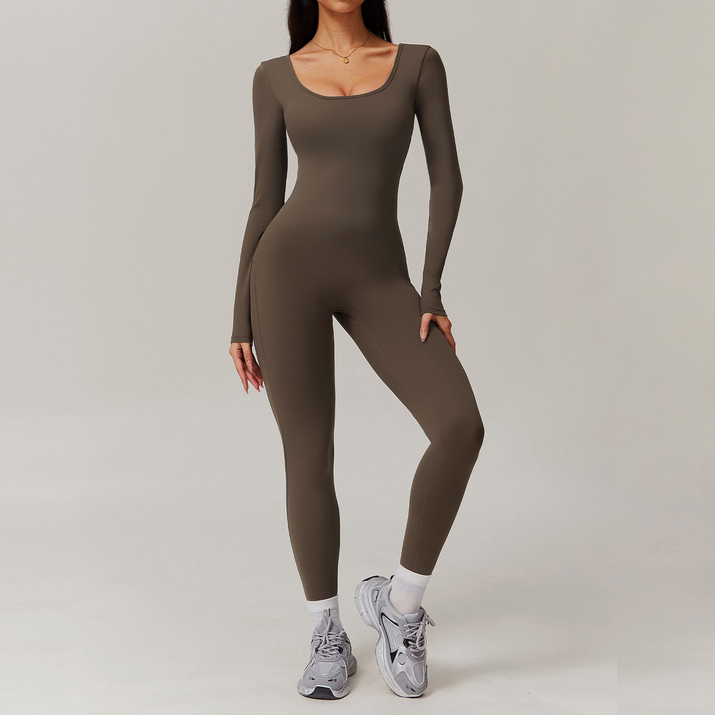 Long Sleeve Yoga Jumpsuit for Comfort and Flexibility for Running Fitness and Everyday Wear Body Sculpting Design Model 8979