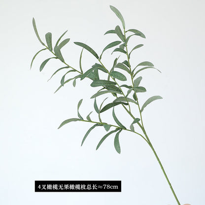 Realistic Artificial Olive Branch with Fruit - 4 Forks, Perfect for Wedding Decor and Home Decorations,  Quality Faux Flowers