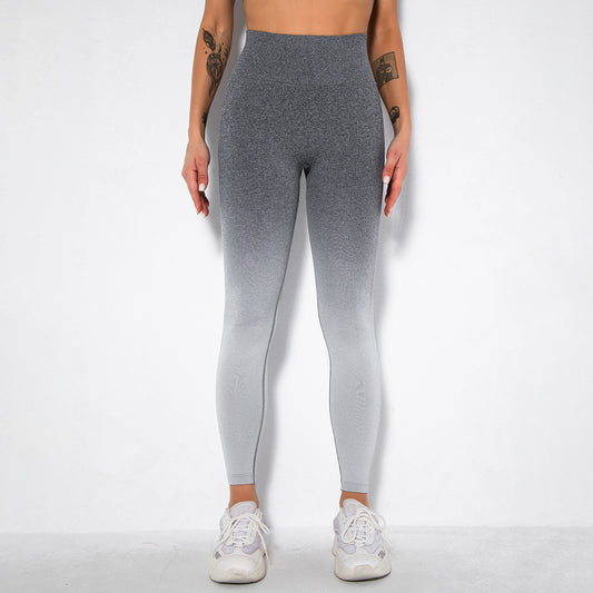 Seamless Gradient Smile Face Yoga Pants for Women High Waist Butt Lifting and Comfortable Workout Leggings for Gym Running and Yoga