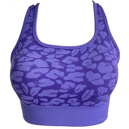 Leopard Print Sports Bra with Wide Straps High Elasticity Fashionable Yoga Top for Workout and Fitness