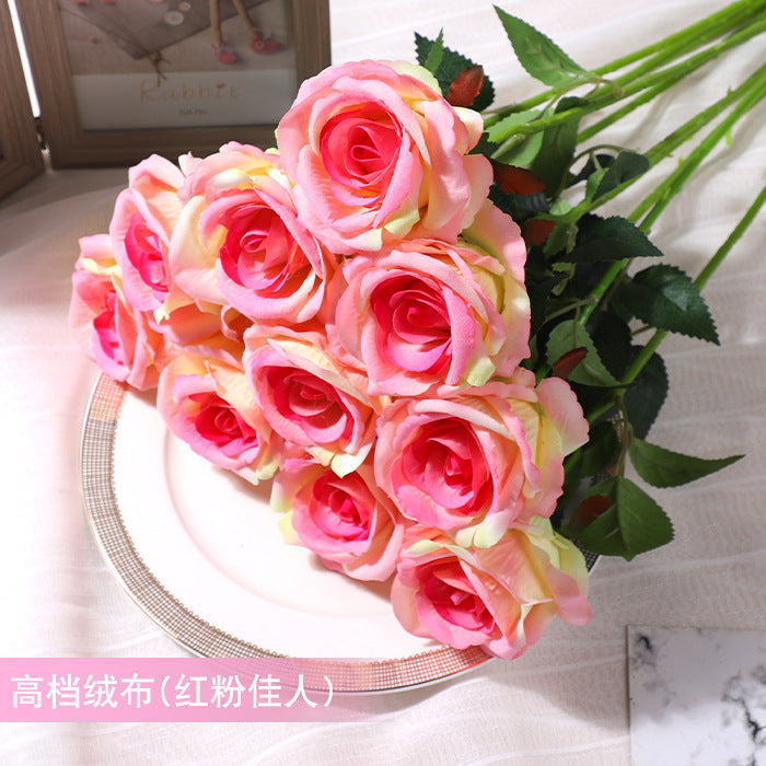 Realistic Gradient Silk Rose Flower Stem - Perfect for Weddings, Home Decoration, and Stylish Floral Arrangements