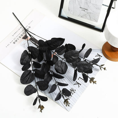 Elegant 4-Prong Black Eucalyptus Dried Flowers - Perfect for Halloween Party Decor and Unique Money Leaves Arrangement