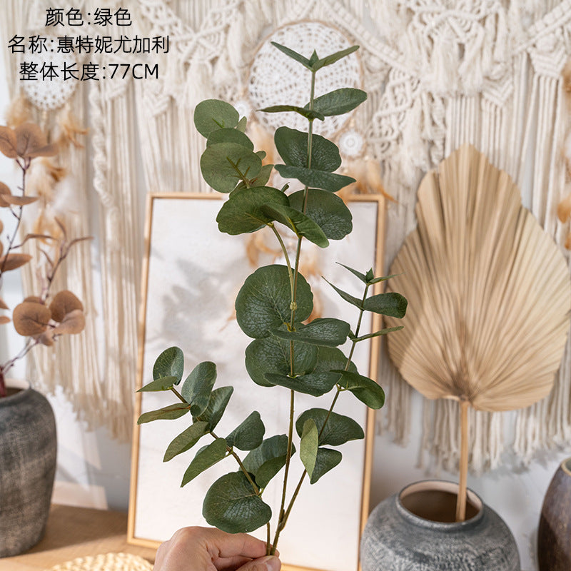 Elegant Green Decor - Realistic Single Stem Eucalyptus Faux Flowers for Weddings and Home Decor - INS Style YC1063