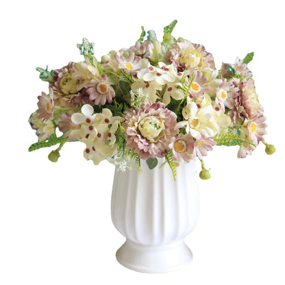 Beautiful Artificial Floral Arrangement Featuring Hydrangeas, Peonies, and Daisies for Wedding Photography Props and Elegant Home Decor – Lifelike Faux Flower Bouquet for a Rustic Chic Aesthetic